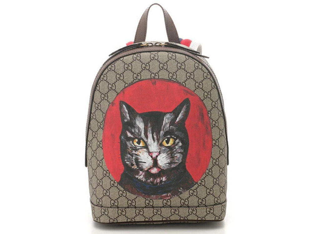 Gucci Bag Backpack Mystic Cat GG Supreme Beige Cream Red